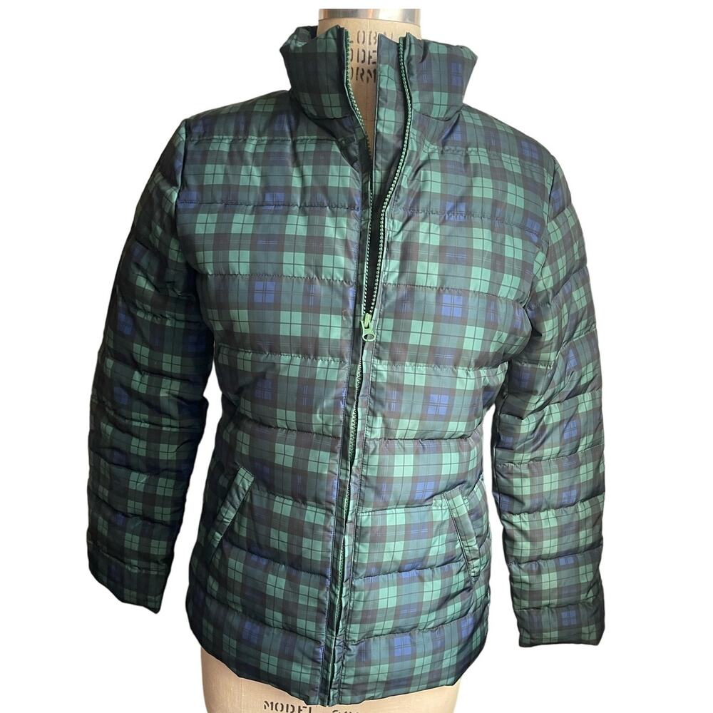 Velvet by Graham & Spencer Plaid Puffer Jacket Women’s Size Small Green Tartan